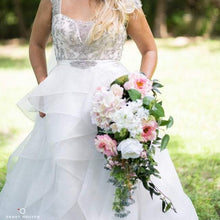 Load image into Gallery viewer, Pink and White Cascading Bridal Bouquet
