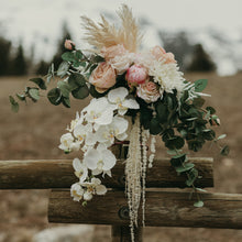 Load image into Gallery viewer, Orchid, Rose and Dried Flower Cascading Boho Bouquet
