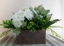 Load image into Gallery viewer, White Hydrangea Rustic Wedding Centerpiece
