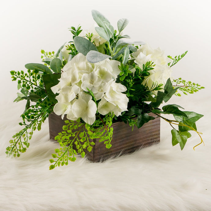 White Hydrangea Rustic Wedding Centerpiece