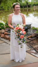 Load image into Gallery viewer, Coral, Peach and Blue Cascade Bouquet
