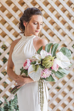 Load image into Gallery viewer, tropical bridal bouquet with monstera leaf by Taylor&#39;s Touch Floral
