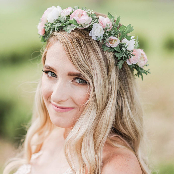 Blush and Ivory Boho Floral Crown