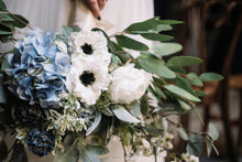 Load image into Gallery viewer, Moody Blue and White Bridal Bouquet
