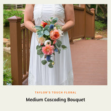Load image into Gallery viewer, Pink and White Cascading Bridal Bouquet
