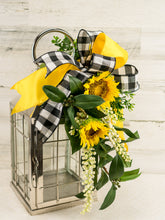 Load image into Gallery viewer, Sunflower Lantern Swag with Buffalo Check Bow - Choice of Ribbon
