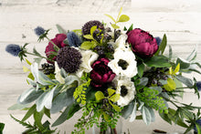 Load image into Gallery viewer, Burgundy and Blue Boho Bridal Bouquet
