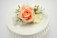 Load image into Gallery viewer, Peach Wrist Corsage and Boutonniere for Prom

